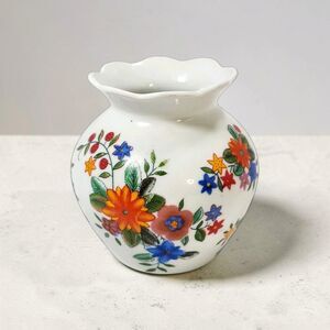 Vintage Bridgeford Floral Bud Vase Porcelain Scalloped Rim 5.5" Cottagecore 70s
